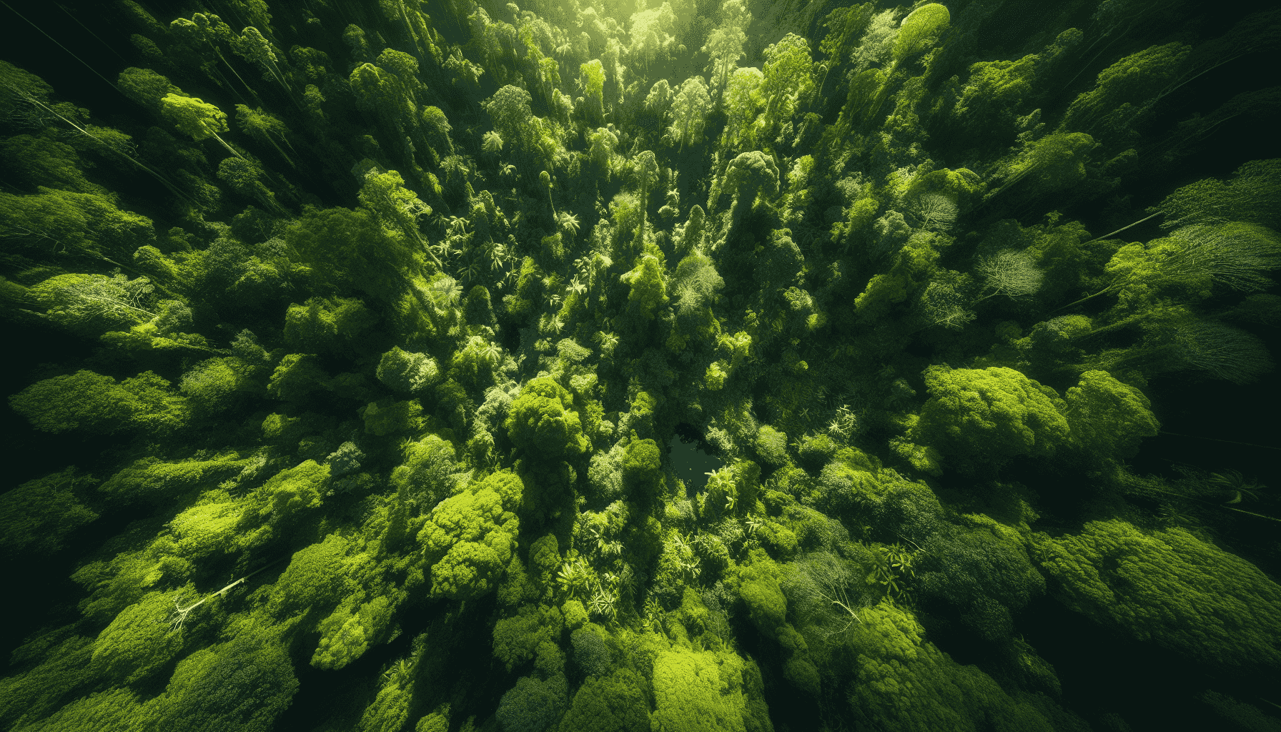 Vista aérea de un dosel forestal denso